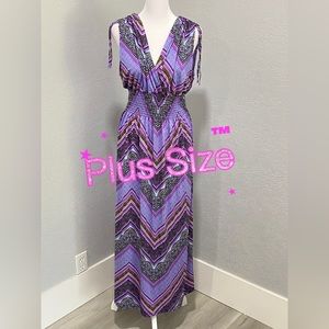 2/$30 NEW PURPLE maxi dress summer long flatterin v neck timeless chic plus size